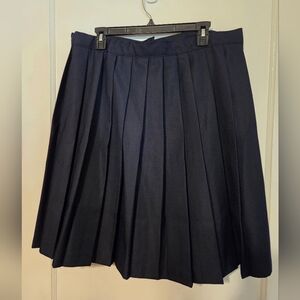 French Toast Navy Pleated Mini Skirt